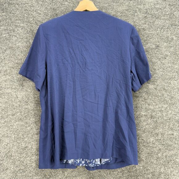 Alfred Dunner Blouse Women 10P Petite Blue V-Neck Short Sleeve Button Casual - Picture 2 of 6